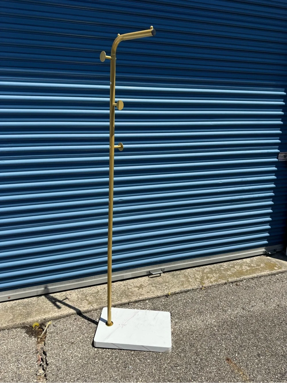 Minimalist Gold Floor Coat Rack with White Marble Base